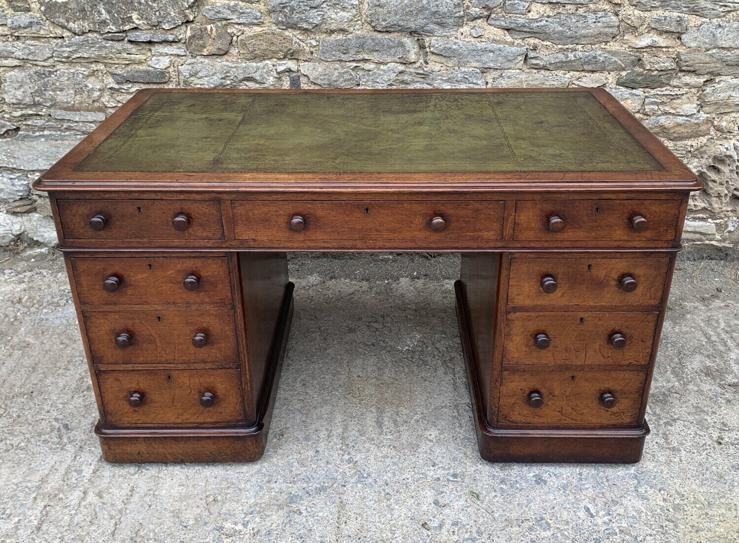 Victorian Oak Pedestal Desk