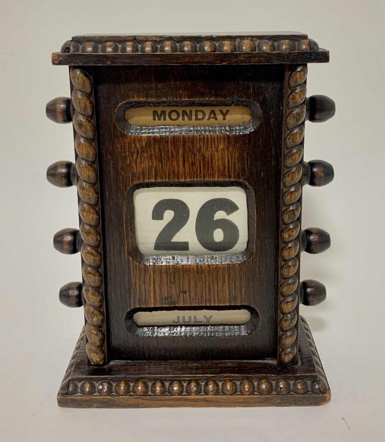 Antique Oak Perpetual Desk Calendar