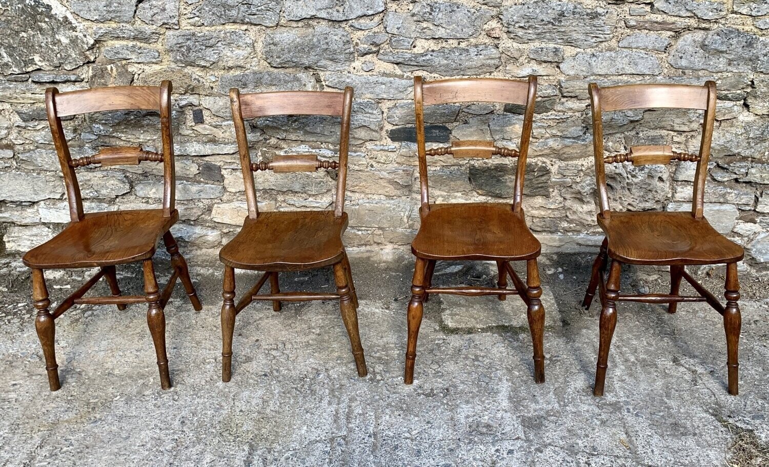 Set of 4 Victorian Bar Back Dining Chairs