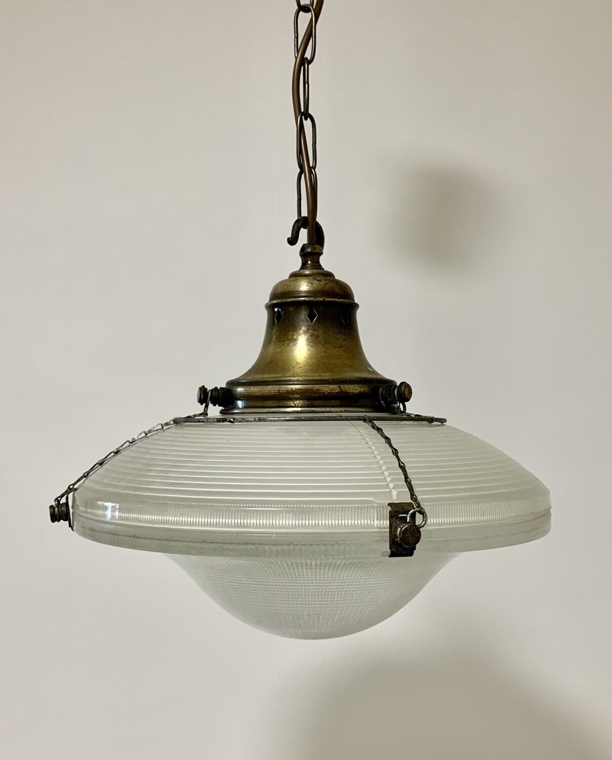 Holophane Flying Saucer Glass Pendant Light