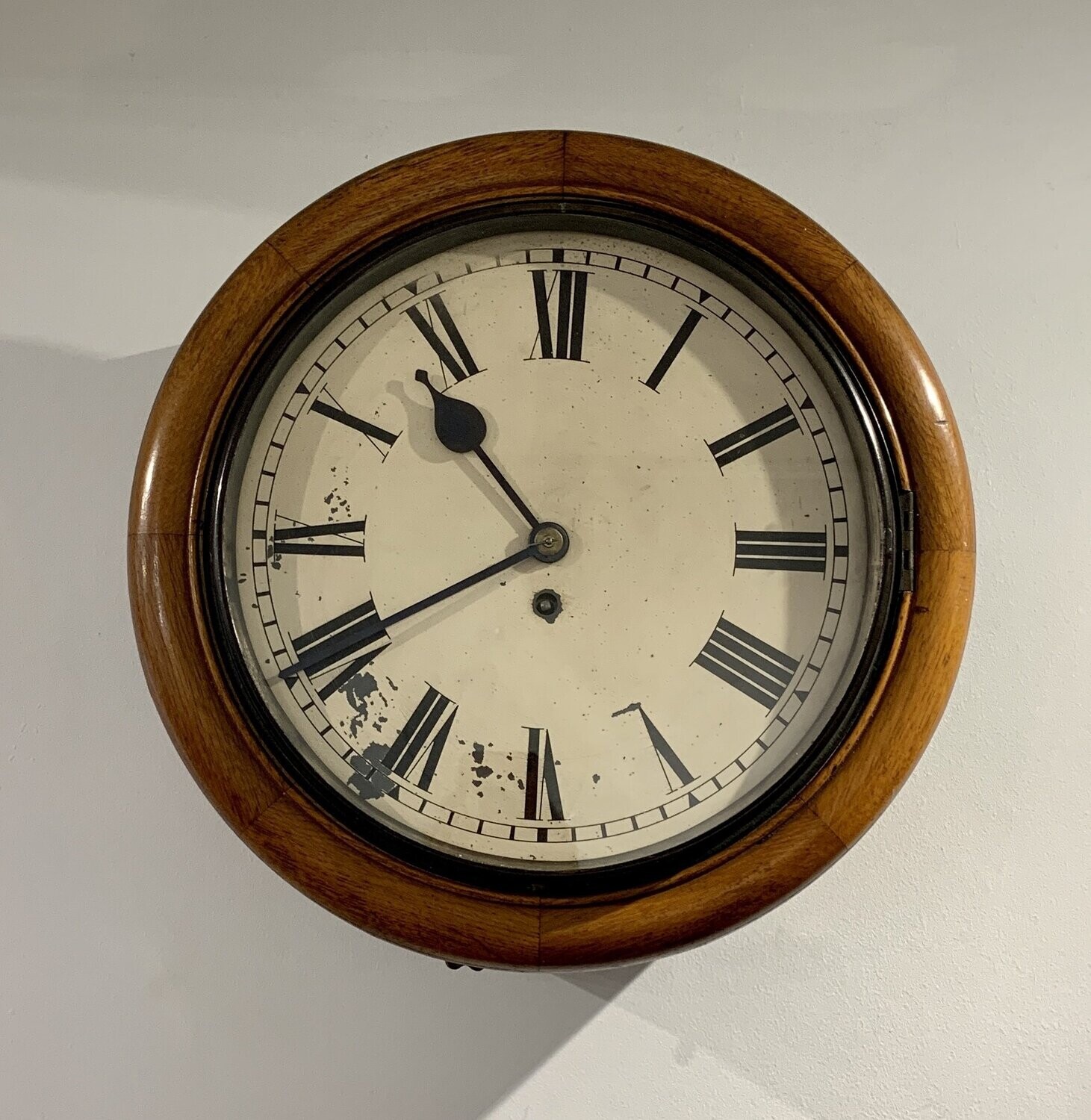 Victorian Oak Cased Fusee Wall Clock