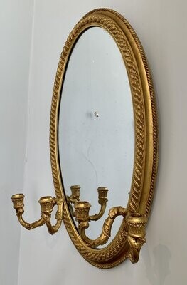 Antique Rope Twist Oval Girandole Mirror