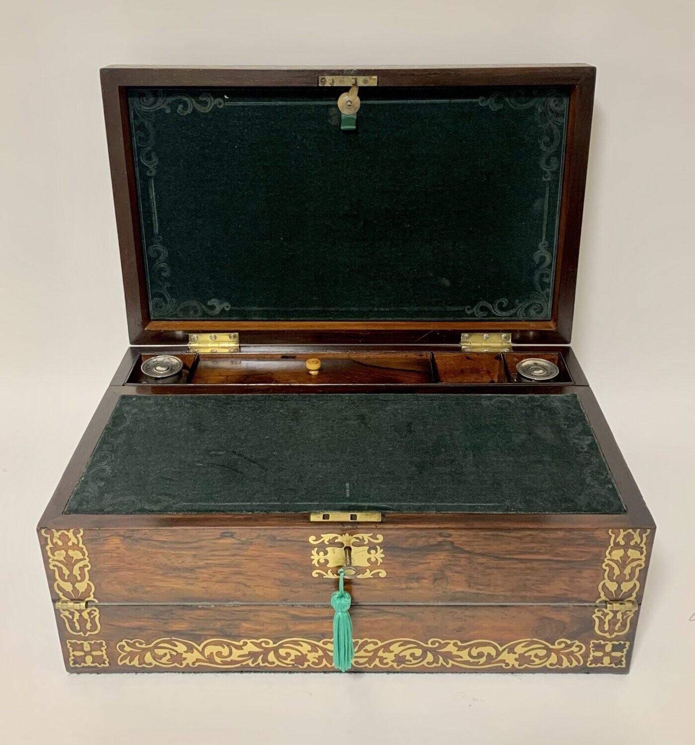 Rosewood Brass Inlaid Writing Slope