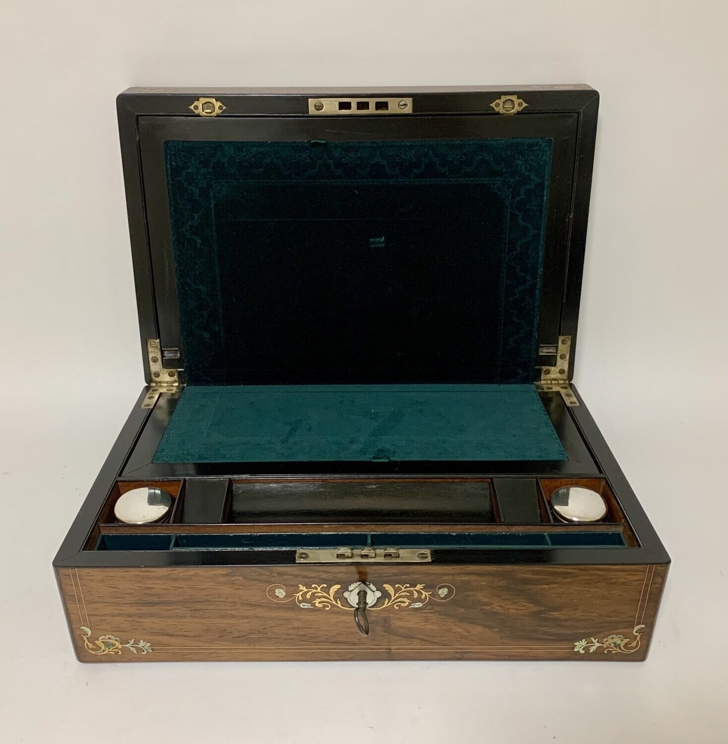 Victorian Rosewood Mother of Pearl Inlaid Writing Slope Box