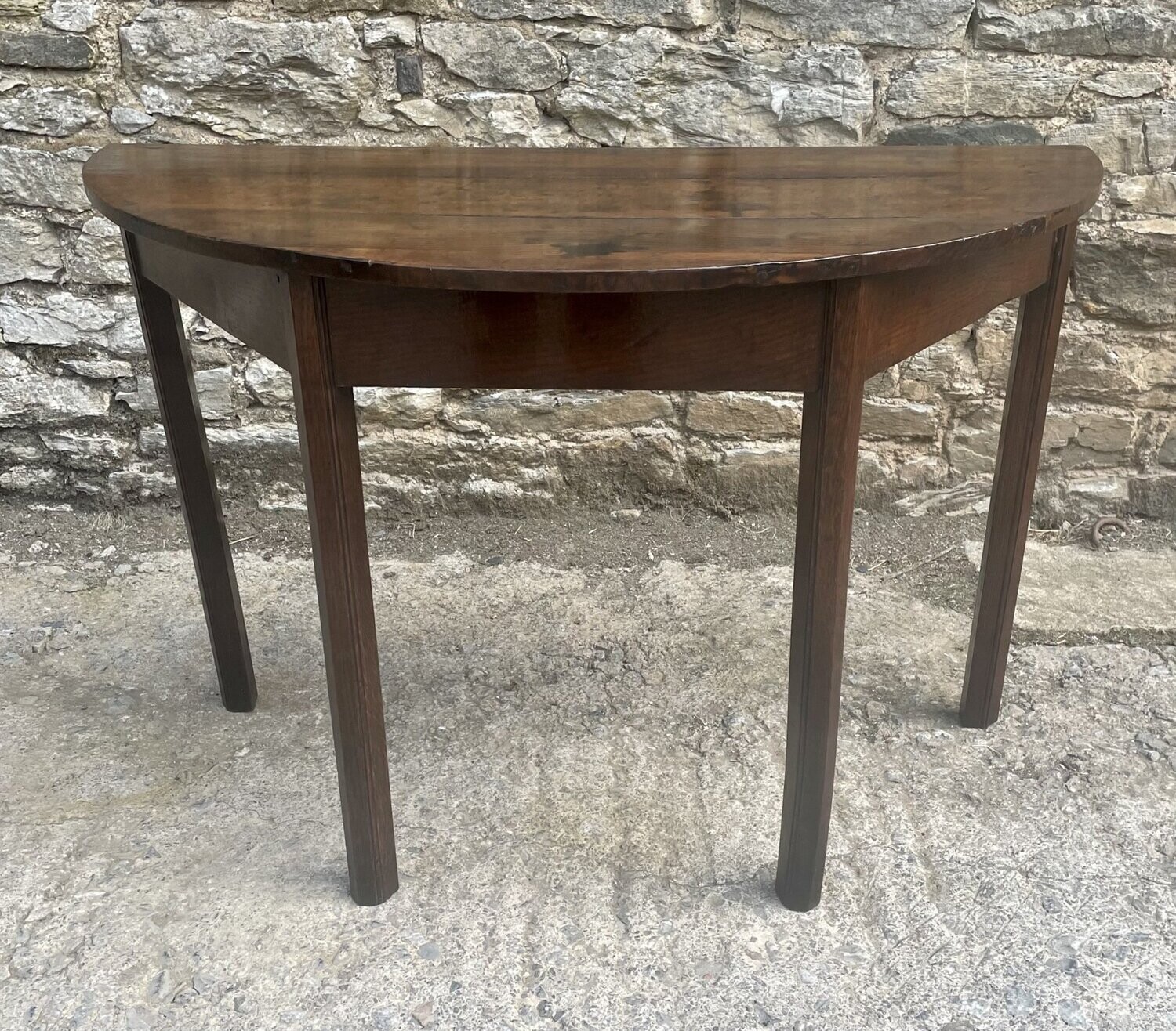 Antique Oak Demi Lune Table