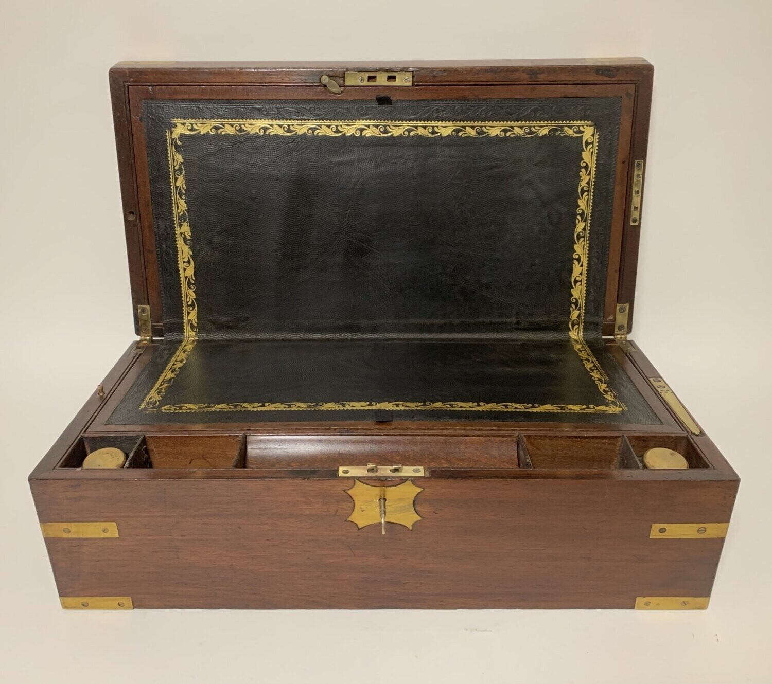 Victorian Mahogany Brass Bound Campaign Writing Slope