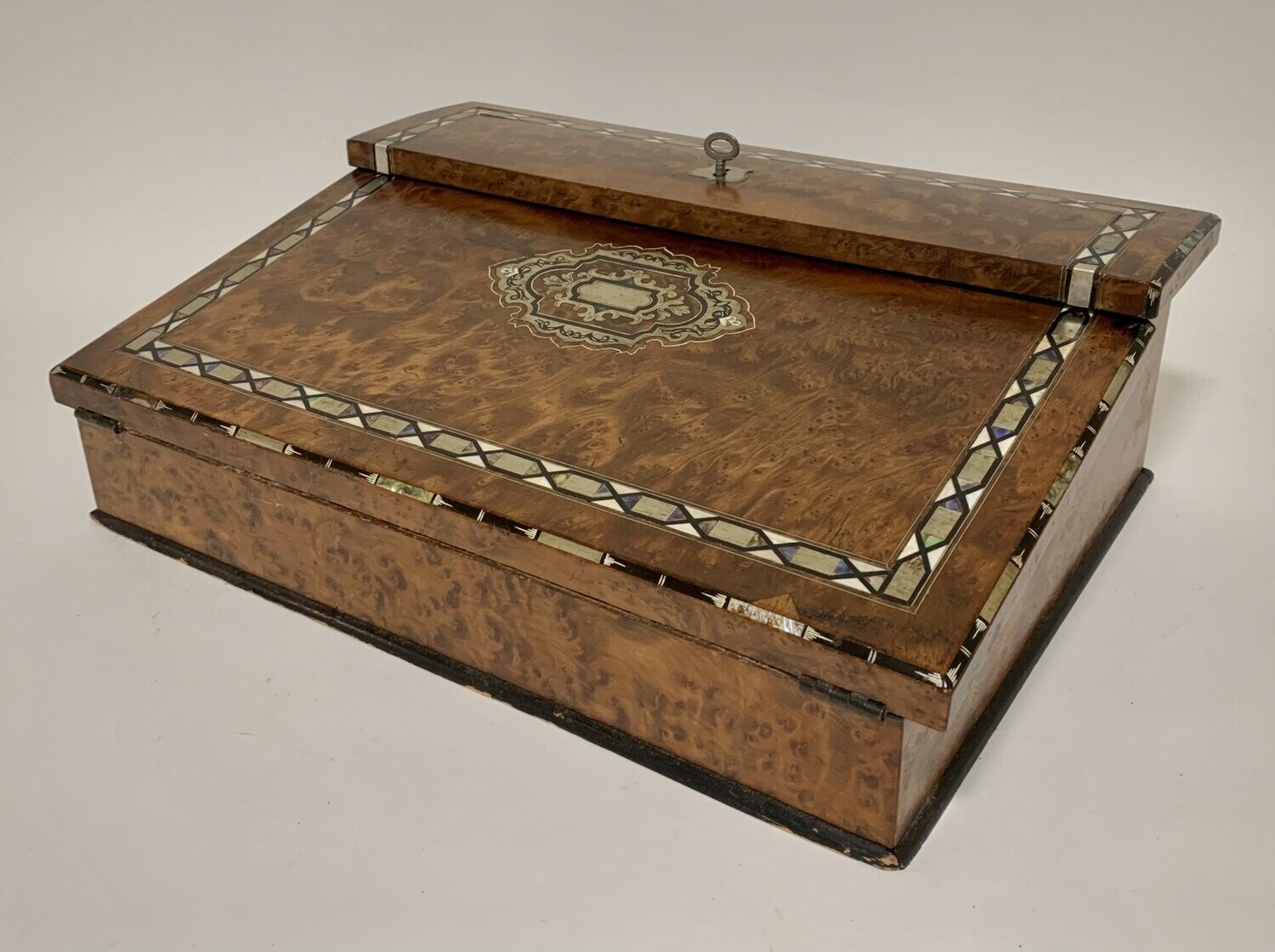 Antique Amboyna Mother of Pearl Inlaid Writing Slope