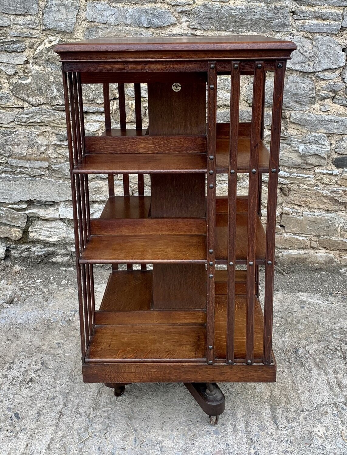 Large Antique Oak Revolving Bookcase
