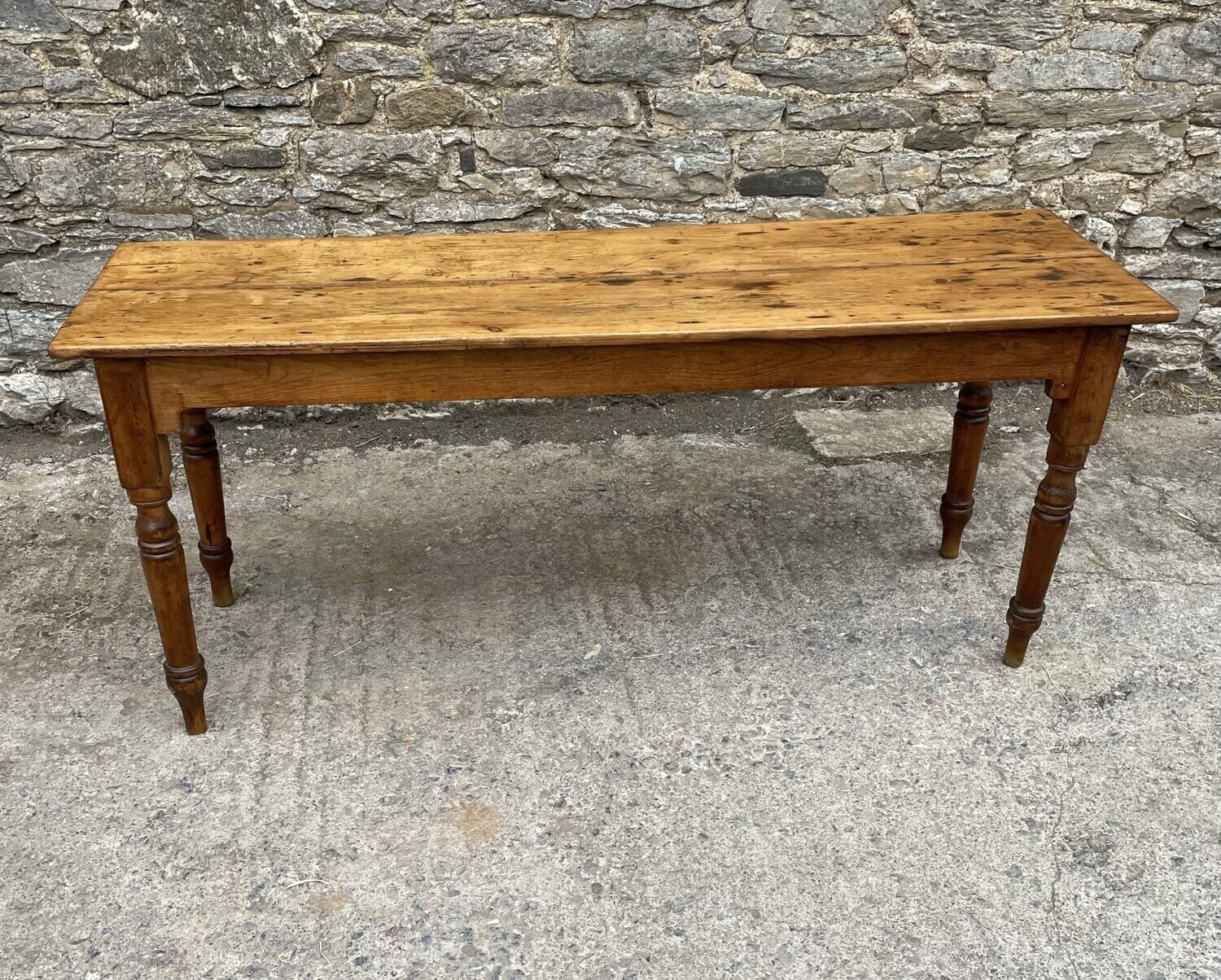 Narrow Antique Pine Farmhouse Table