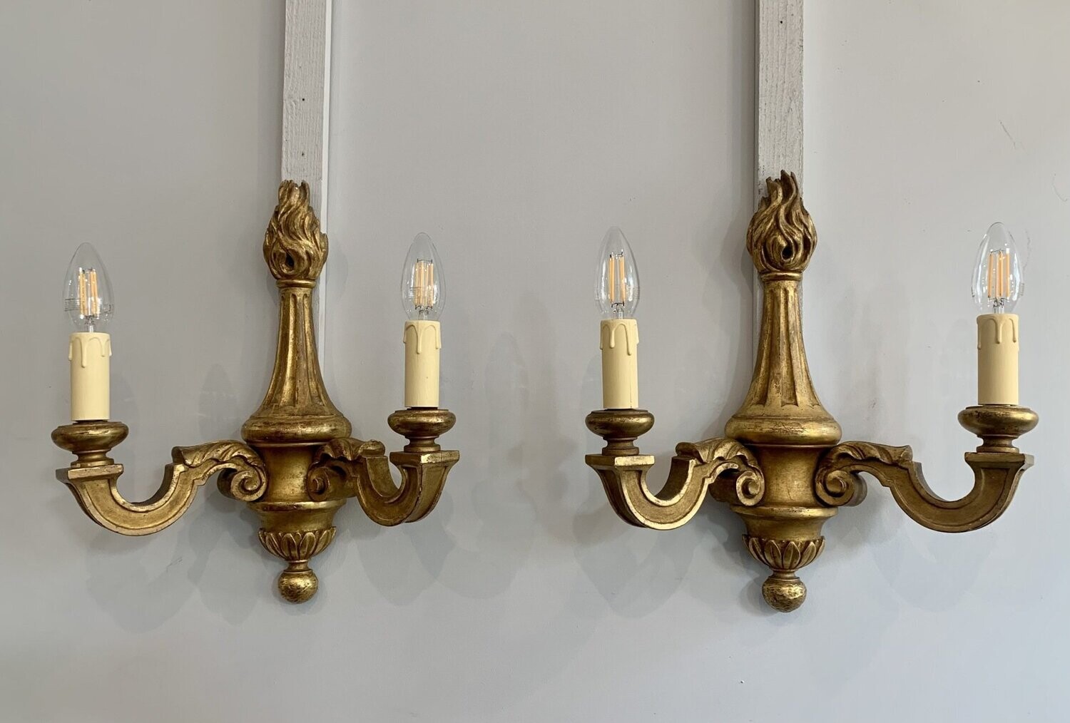 Pair of Giltwood Carved Wall Lights