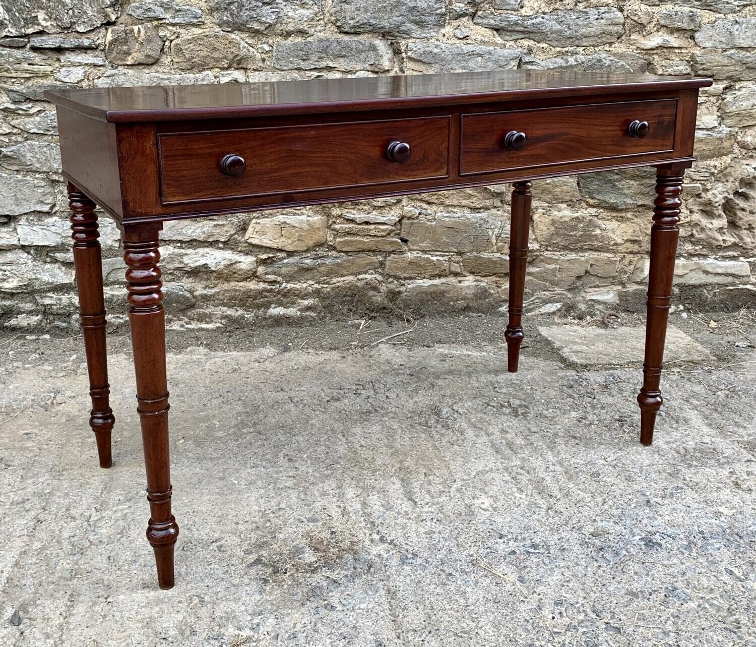 Victorian Mahogany Two Drawer Side Table