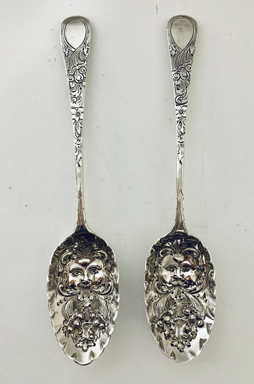 Pair of Regency Silver Berry Spoons