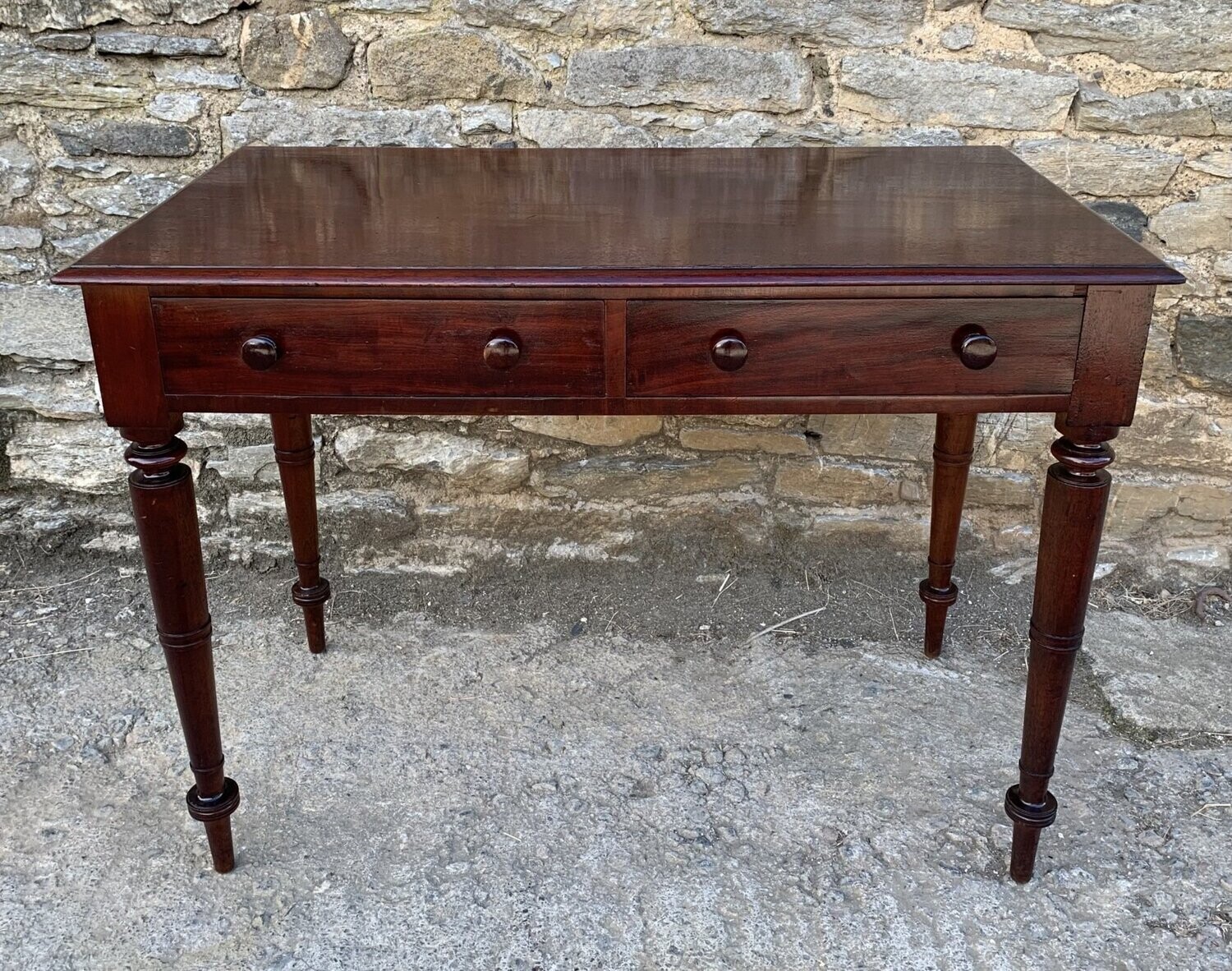 Victorian Mahogany Two Drawer Side Table