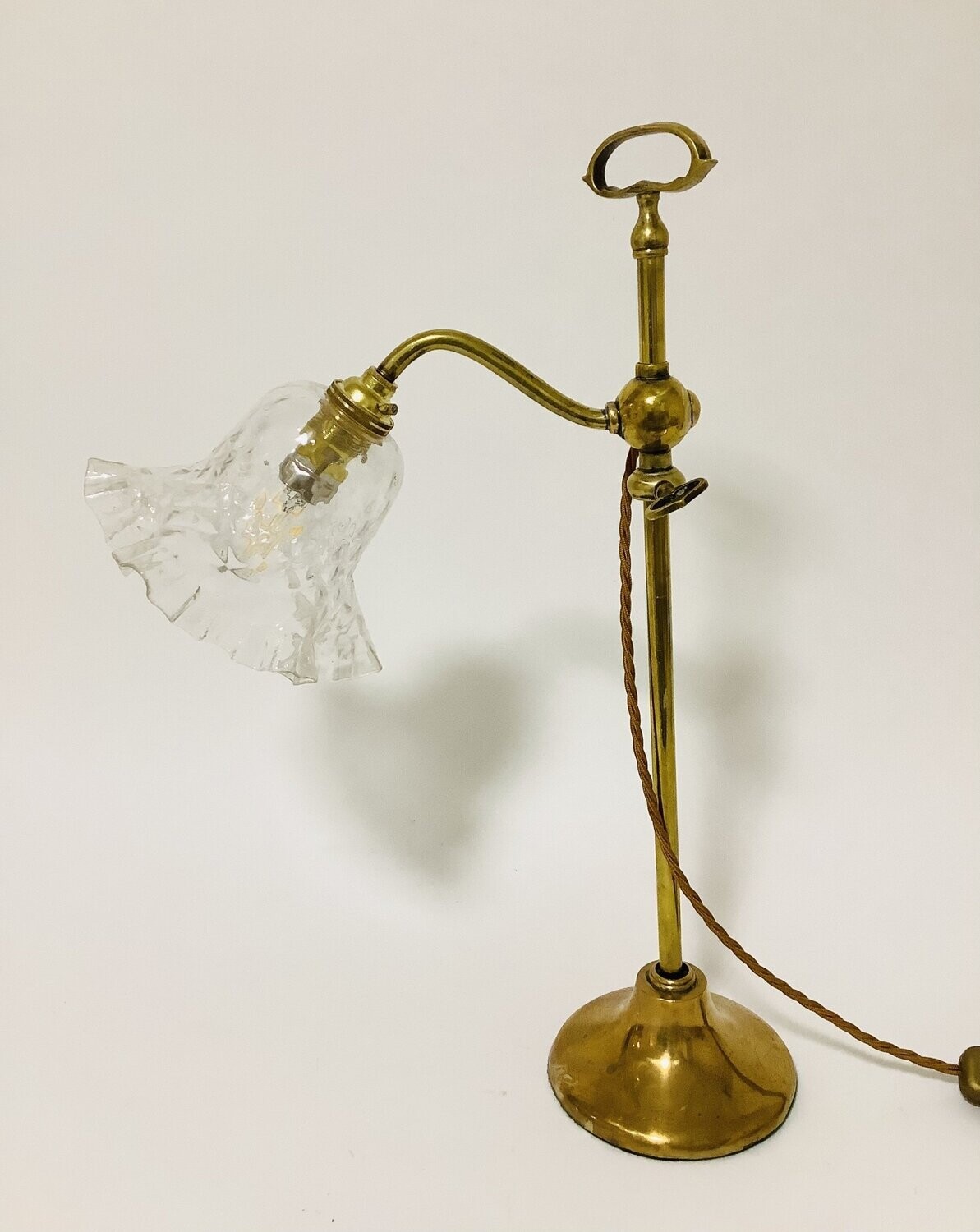 Antique Rise and Fall Brass Desk Lamp