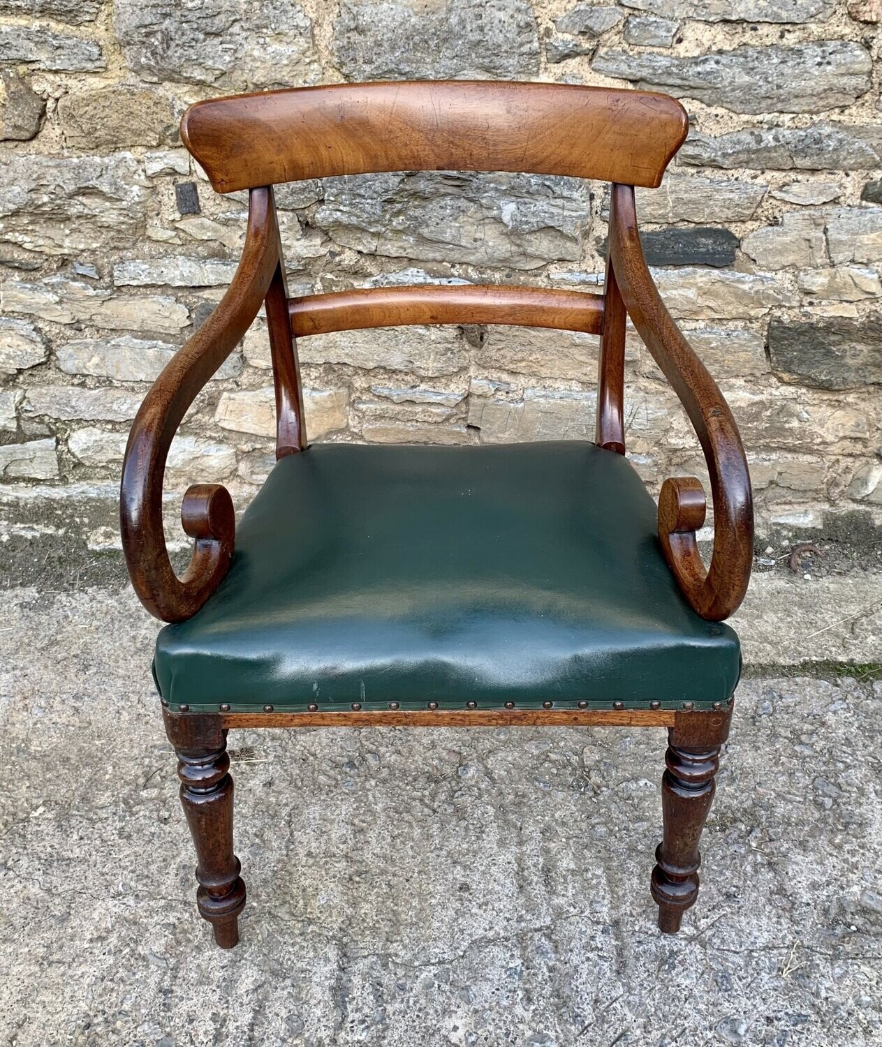 Regency Mahogany Scroll Arm Carver Chair
