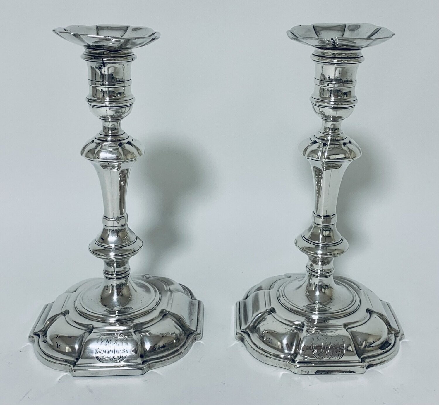 Pair 18th Century Solid Silver Candlesticks