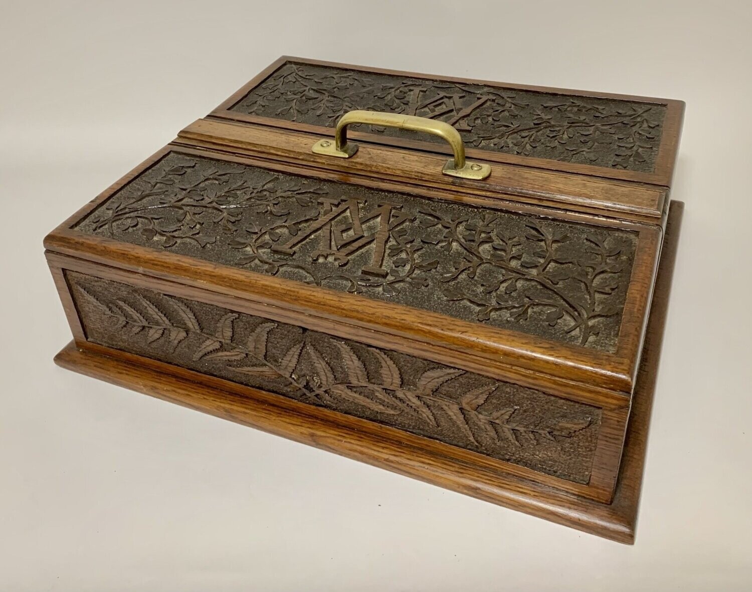 Antique Carved Oak Cutlery Box