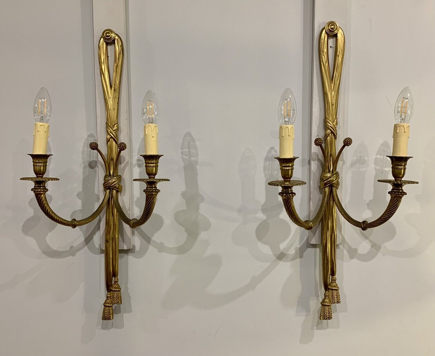 Pair of Antique Gilt Metal Wall Lights