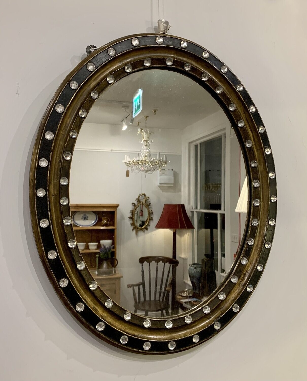 Irish Gilt and Ebonised Cabochon Mirror