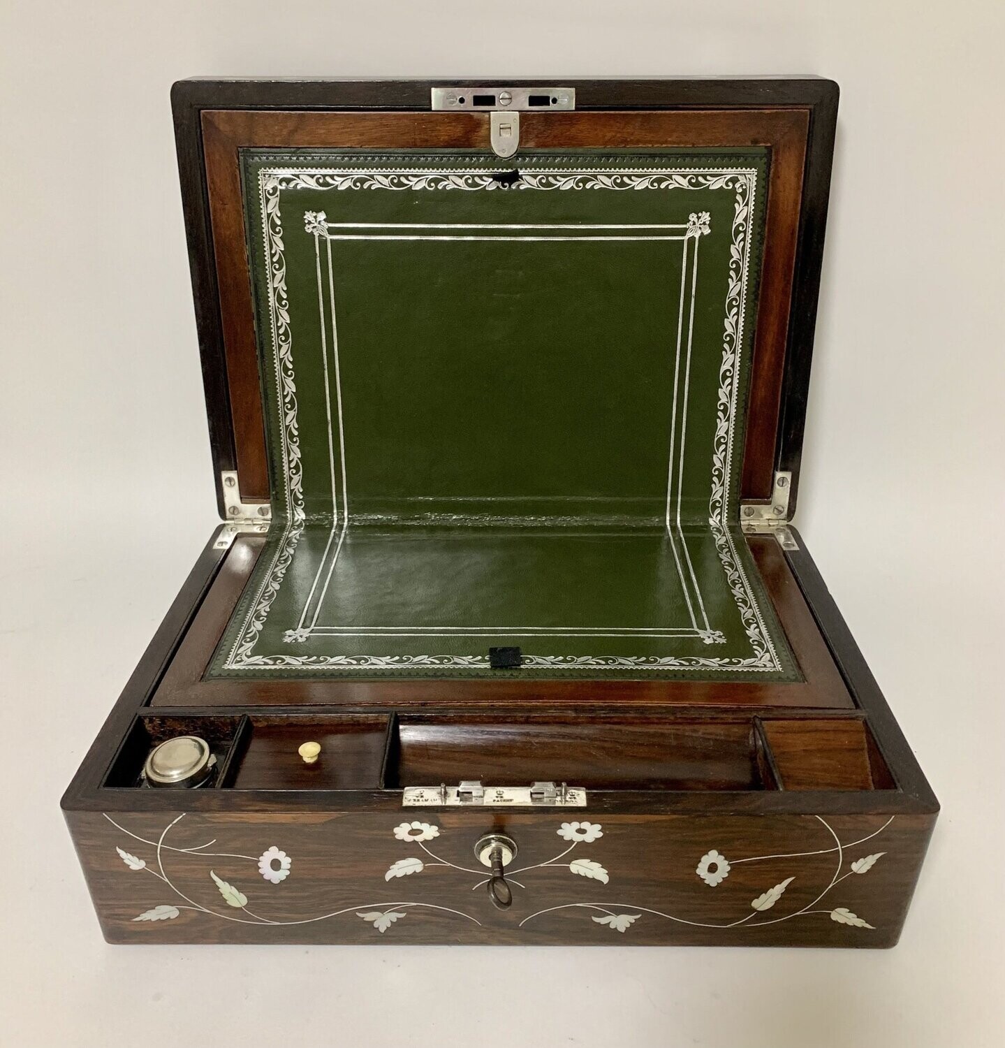 Victorian Rosewood and Silver Writing Slope