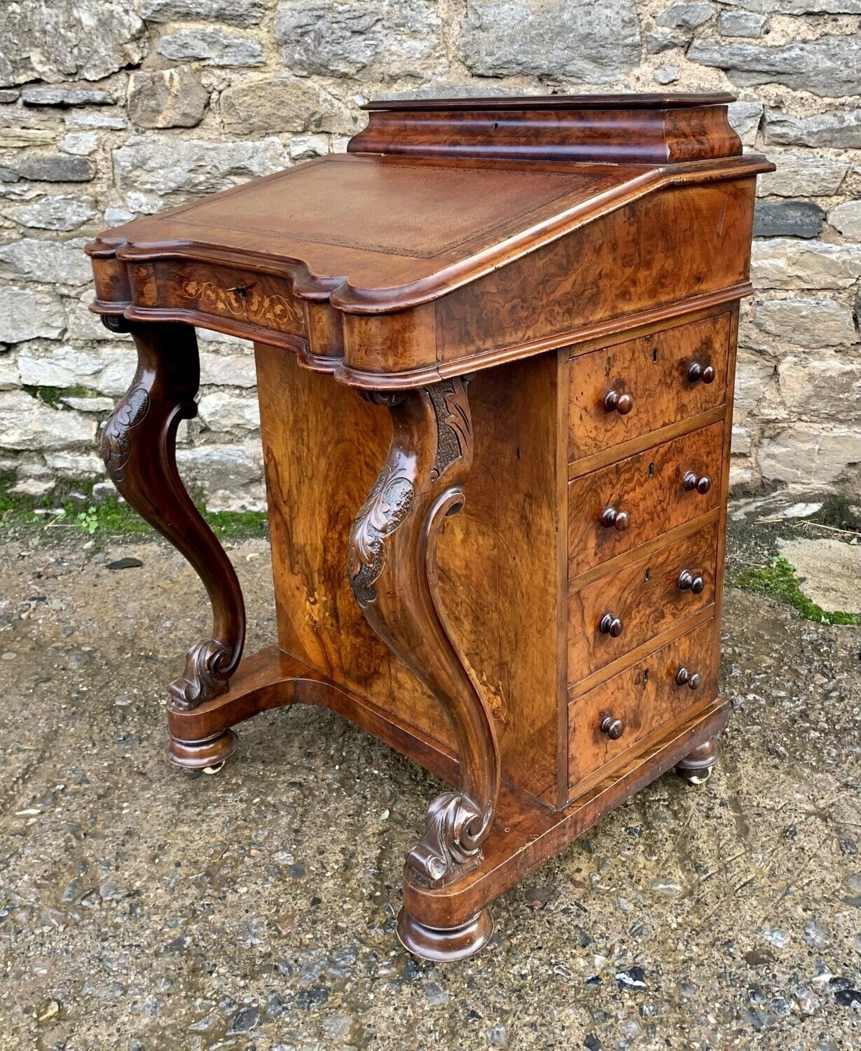 Victorian Burr Walnut Davenport