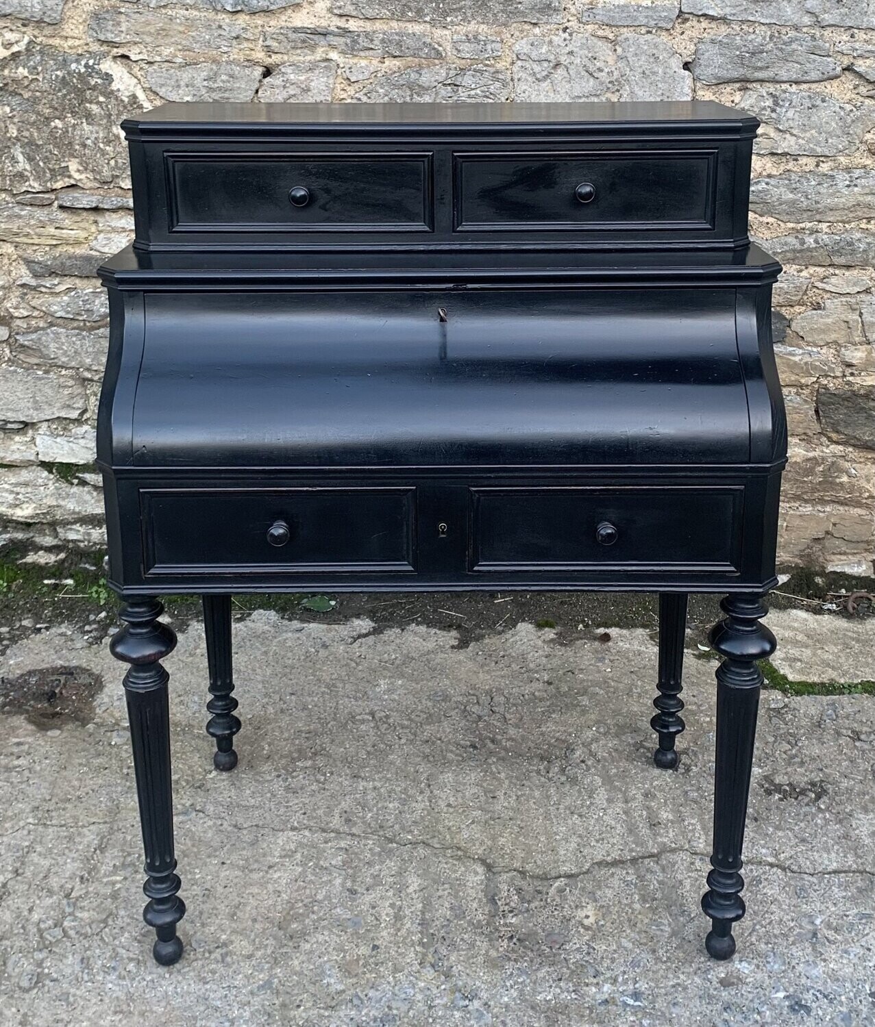 Antique French Ebonised Writing Bureau