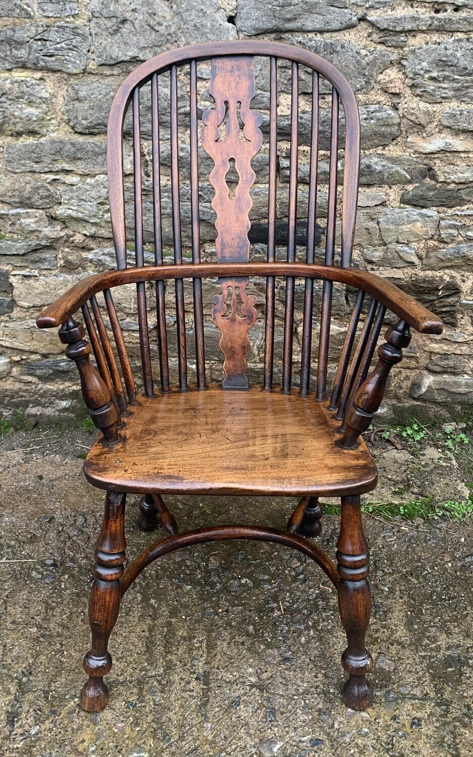Antique Windsor Chair with Crinoline Stretcher