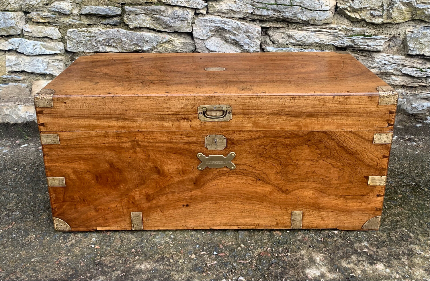 Antique Camphor Wood Military Trunk