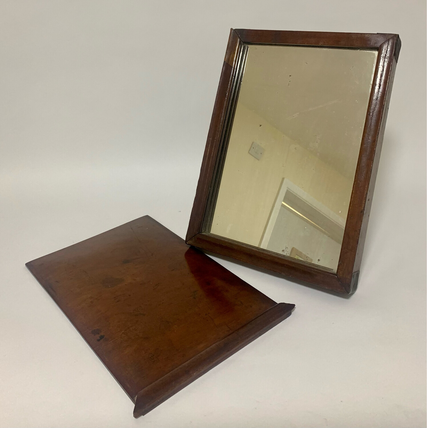 Antique Mahogany Campaign Travelling Mirror