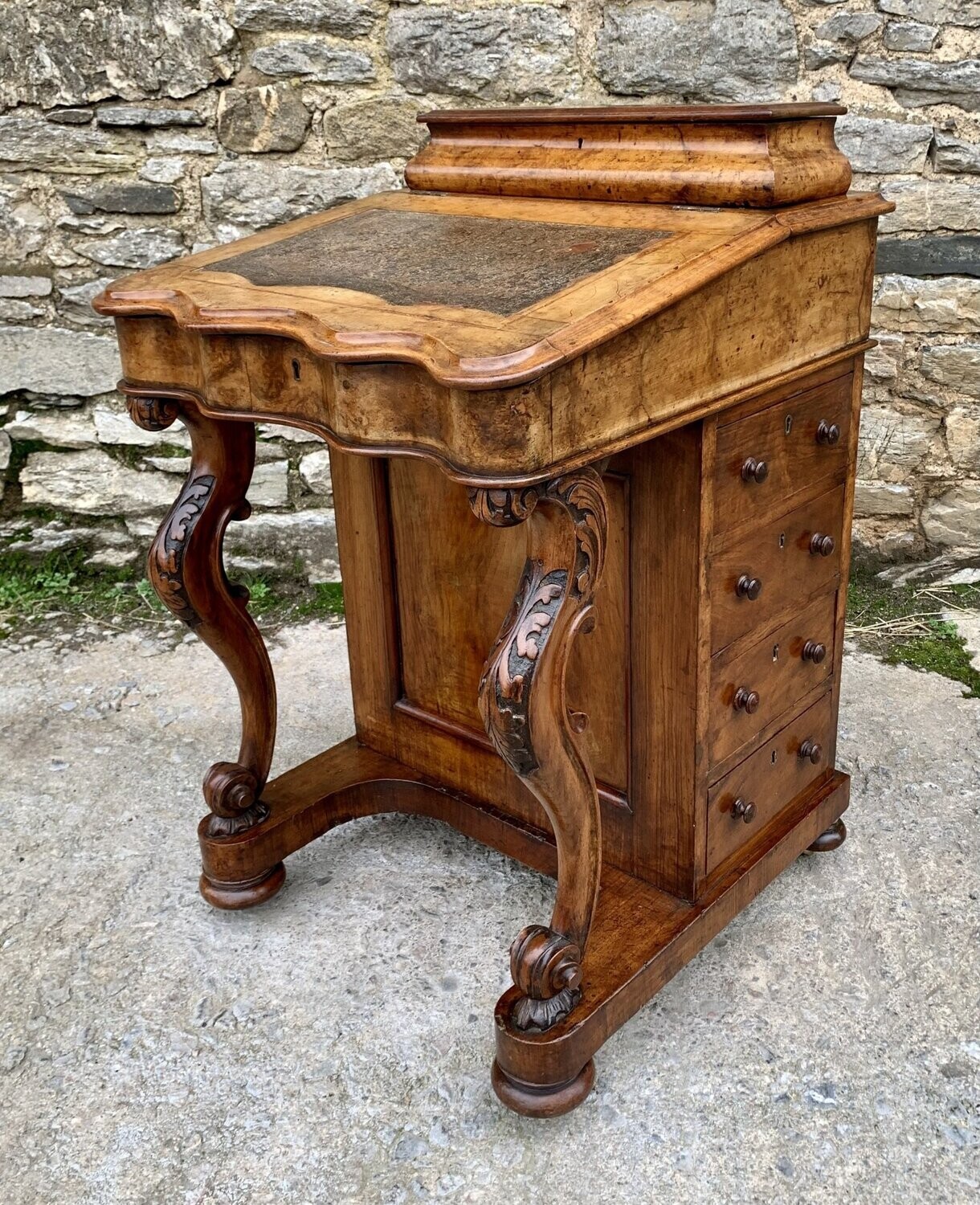 Victorian Burr Walnut Davenport