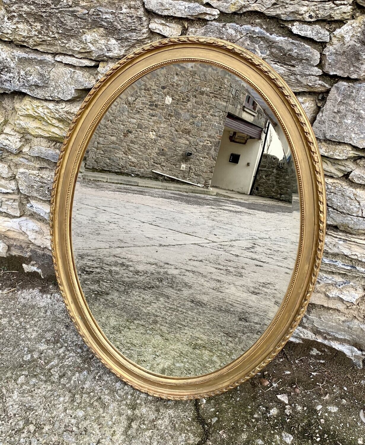 Large Antique Oval Wall Mirror
