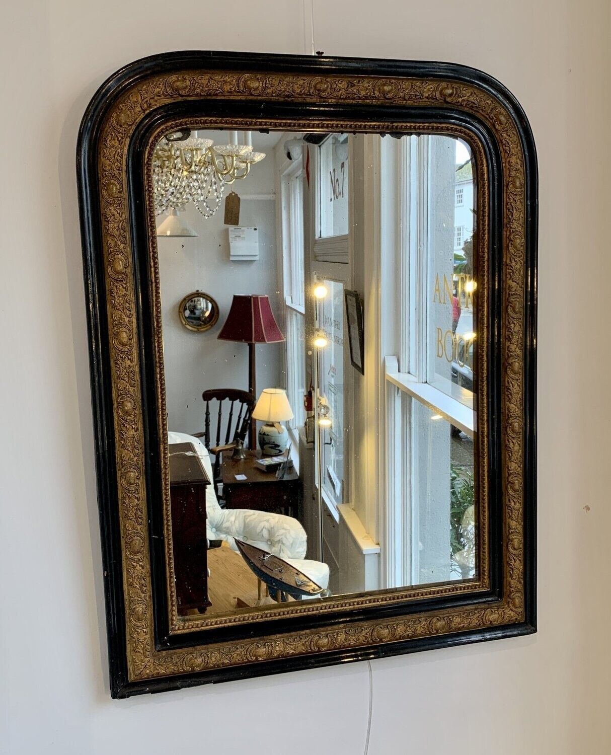 Antique French Gilt and Ebonised Mirror