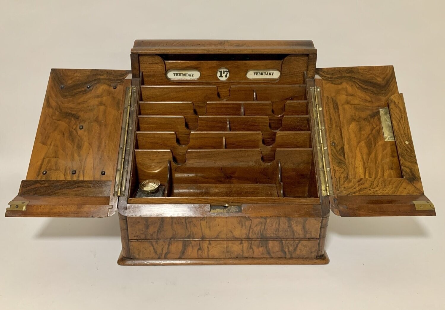 Victorian Burr Walnut Stationery Cabinet