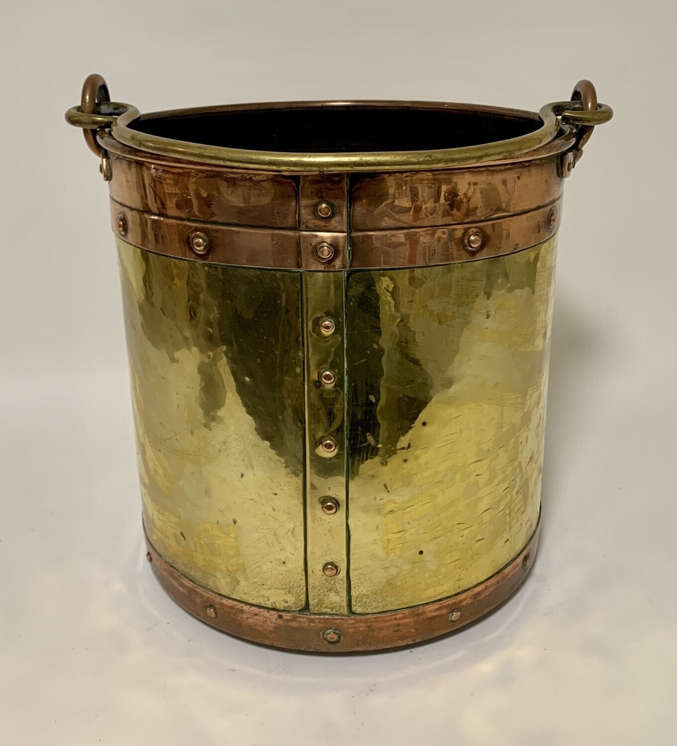 Antique Brass and Copper Riveted Bucket
