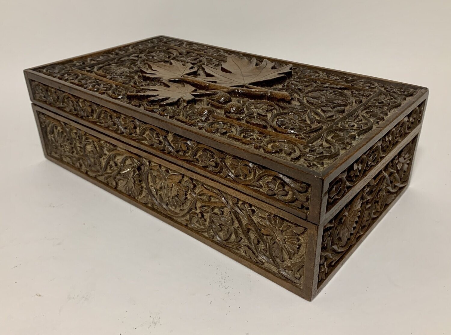 Antique Anglo Indian Carved Wooden Box