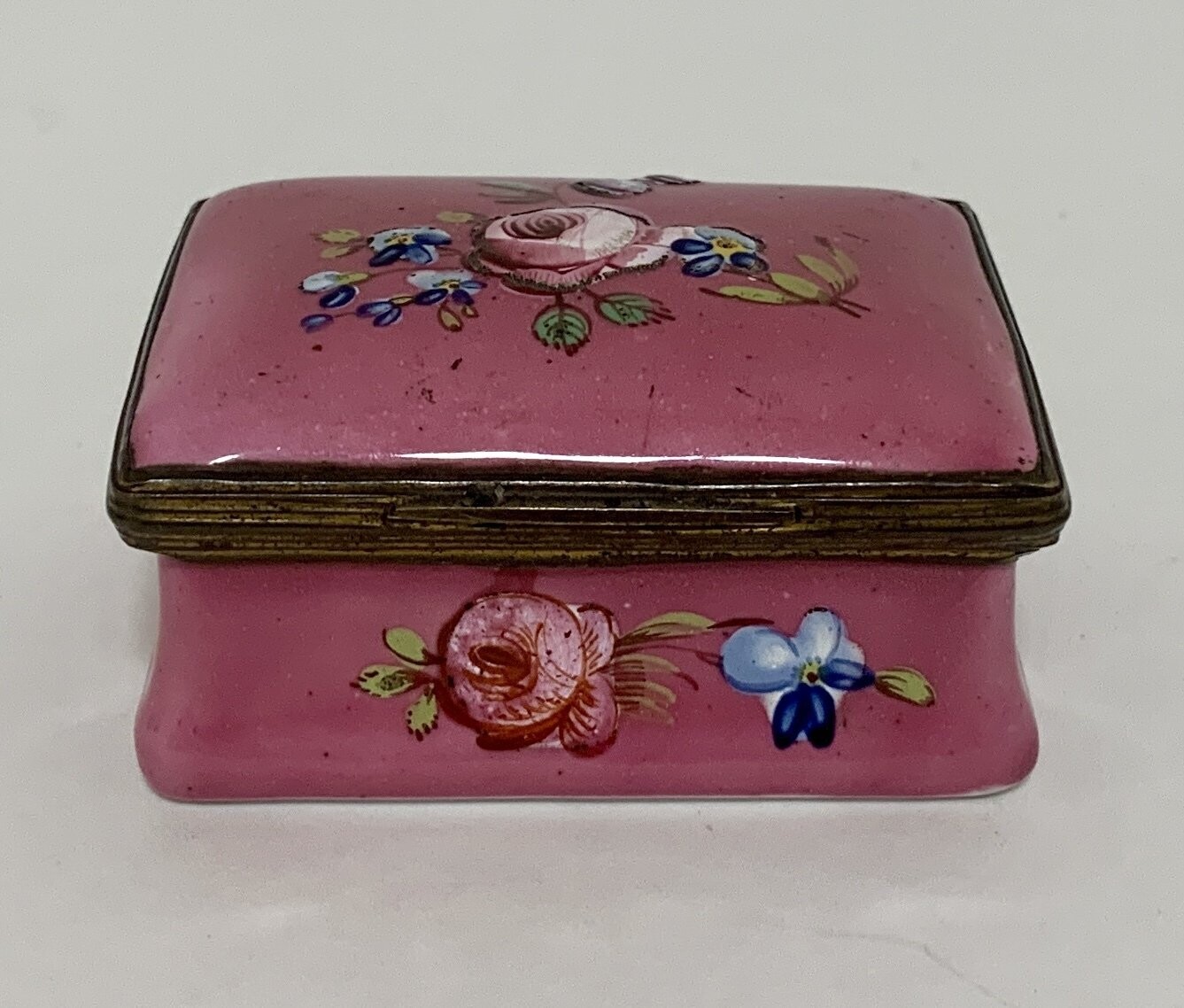 Georgian Bilston Enamel Floral Pill Box