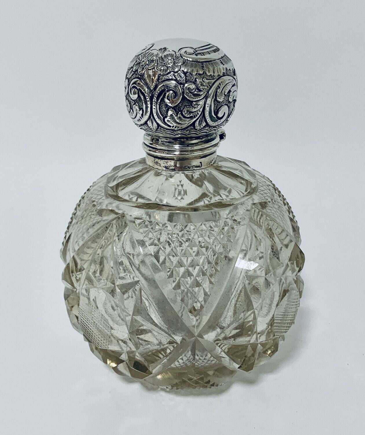 Large Edwardian Cut Glass Scent Bottle