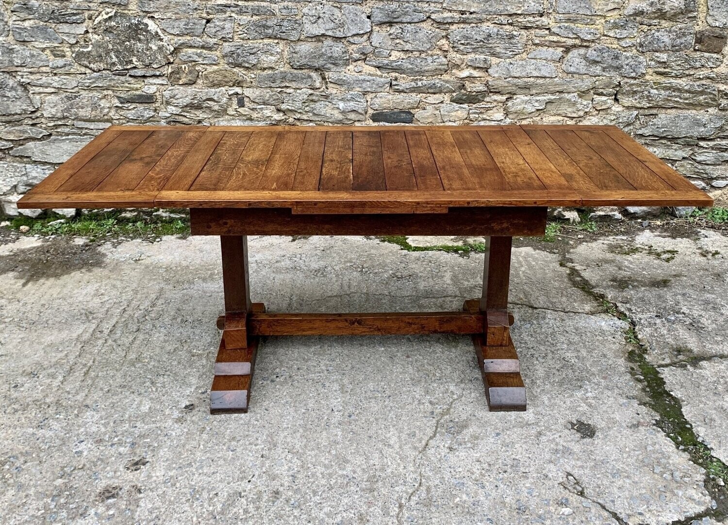 Antique Oak Draw Leaf Refectory Table