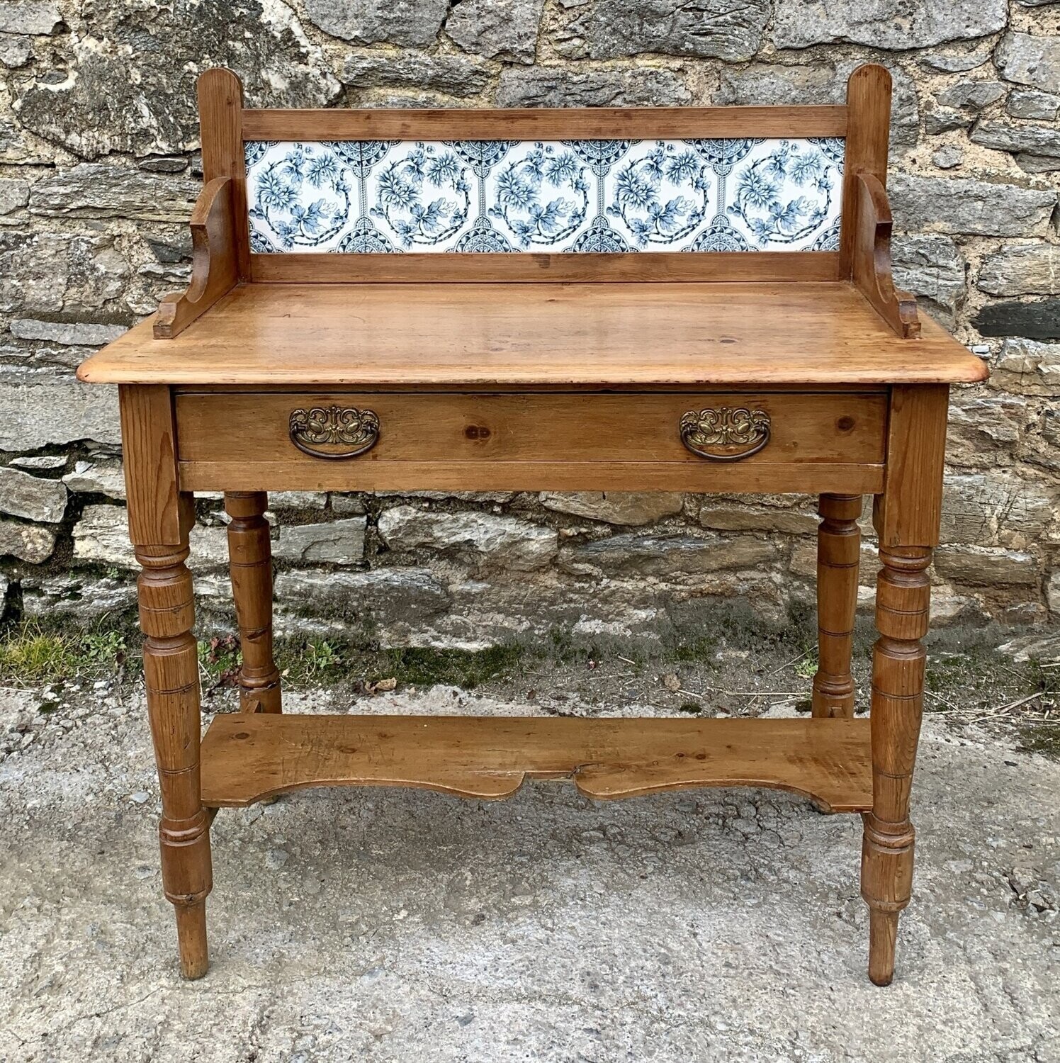 Antique Pine Tiled Washstand