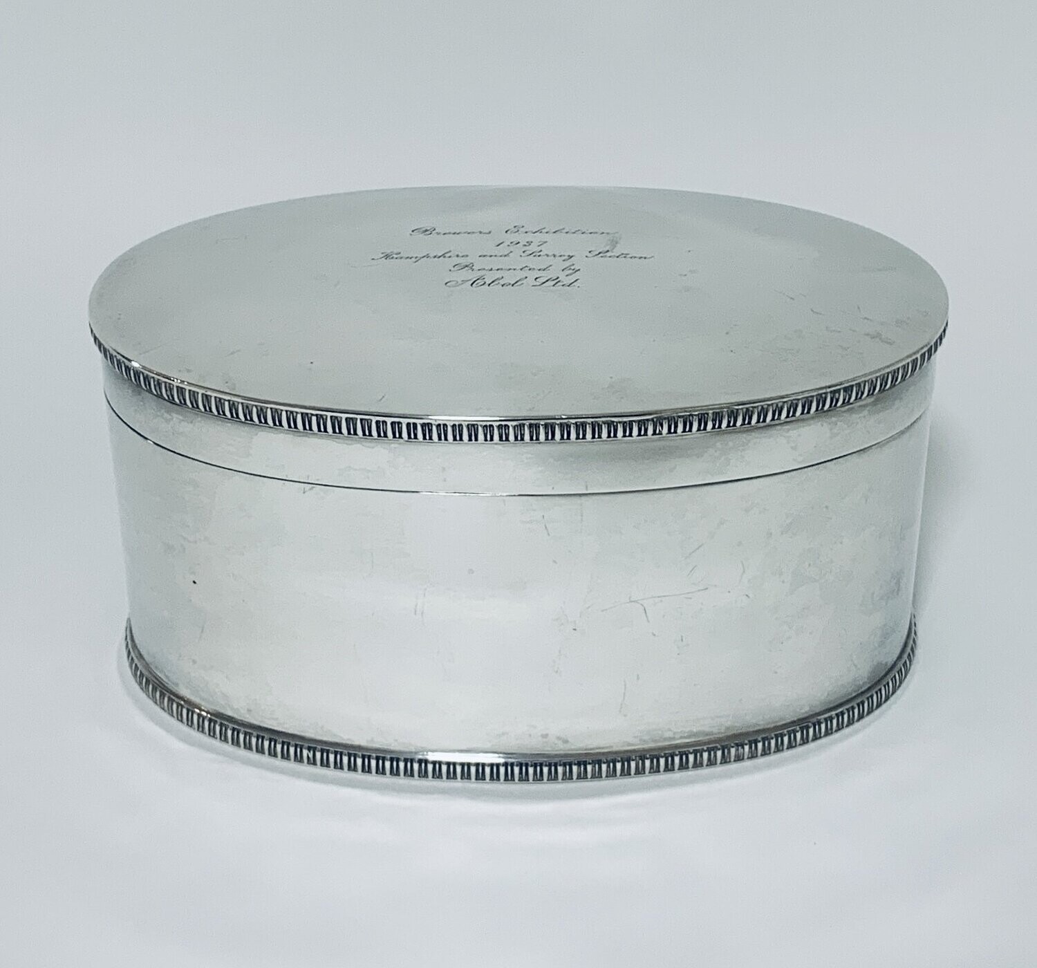 Large Antique Oval Sterling Silver Box