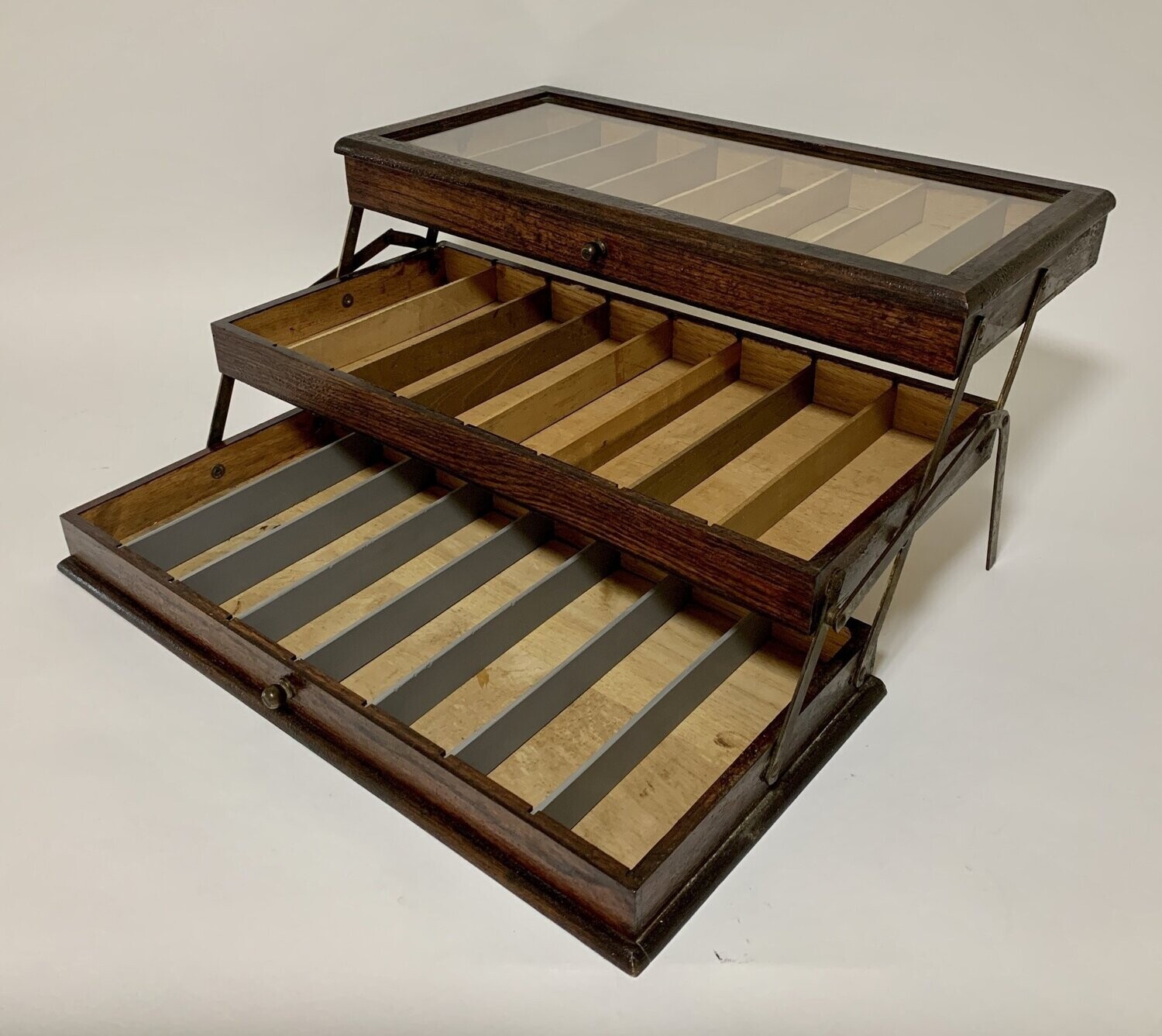 Antique Oak Cantilever Haberdashery Box