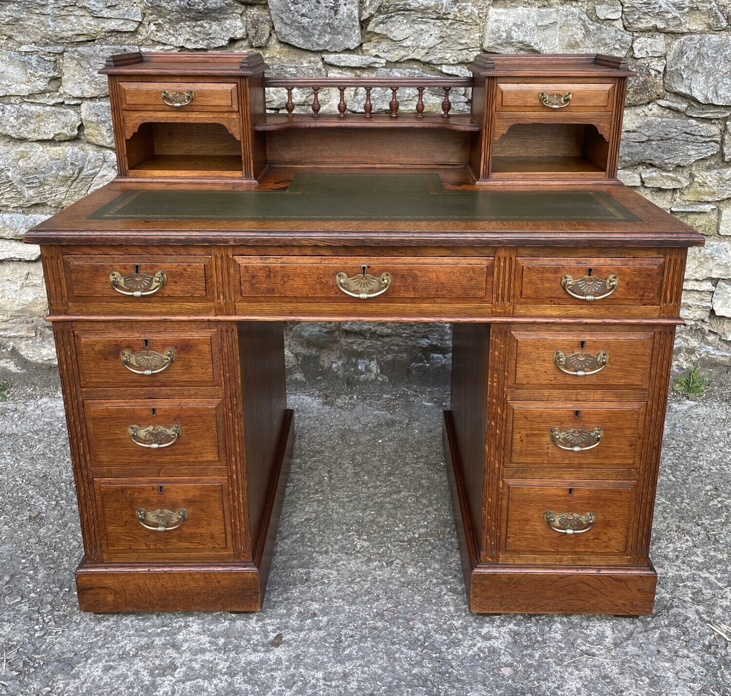 Edwardian Oak Pedestal Desk
