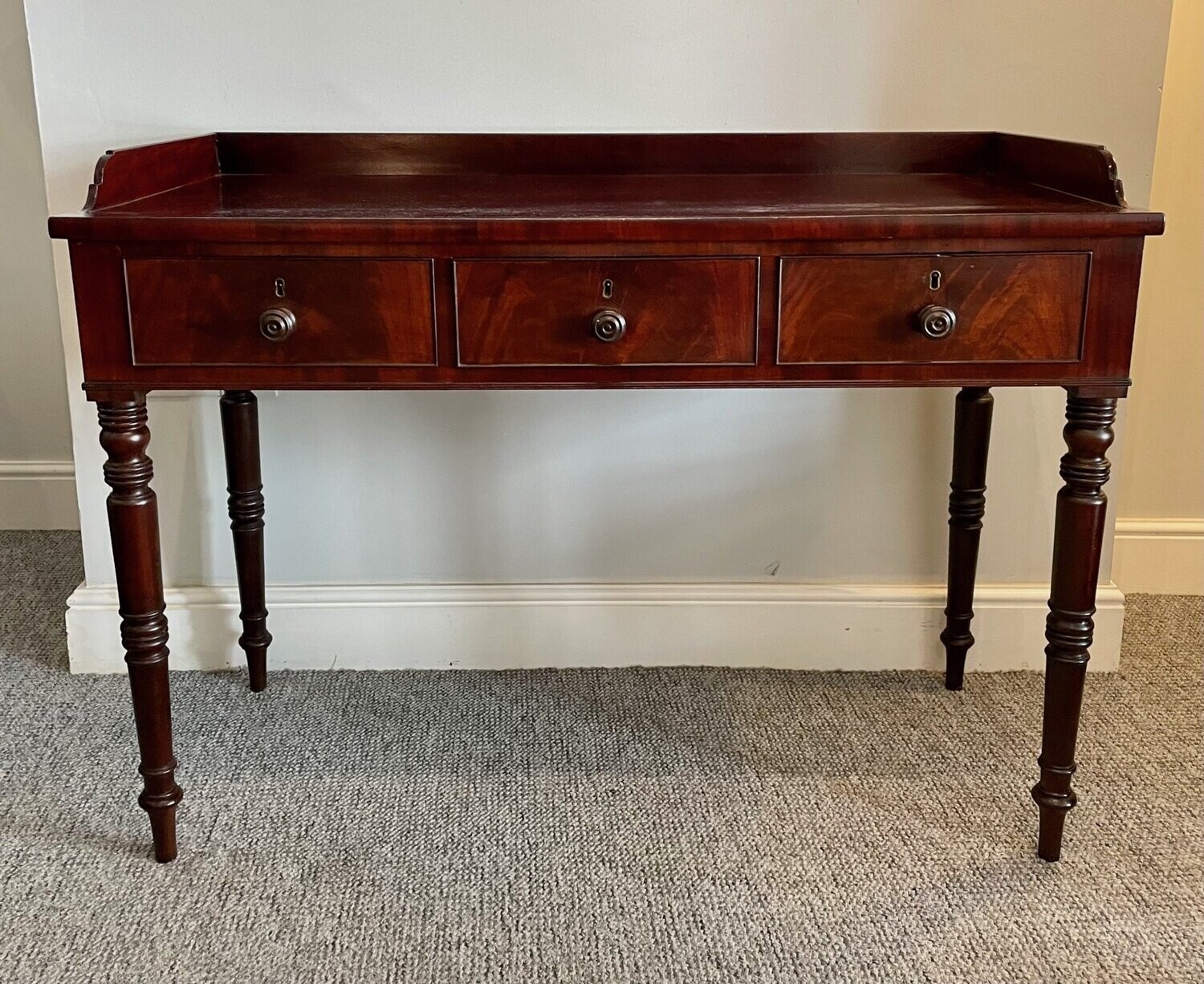Regency Mahogany Three Drawer Table