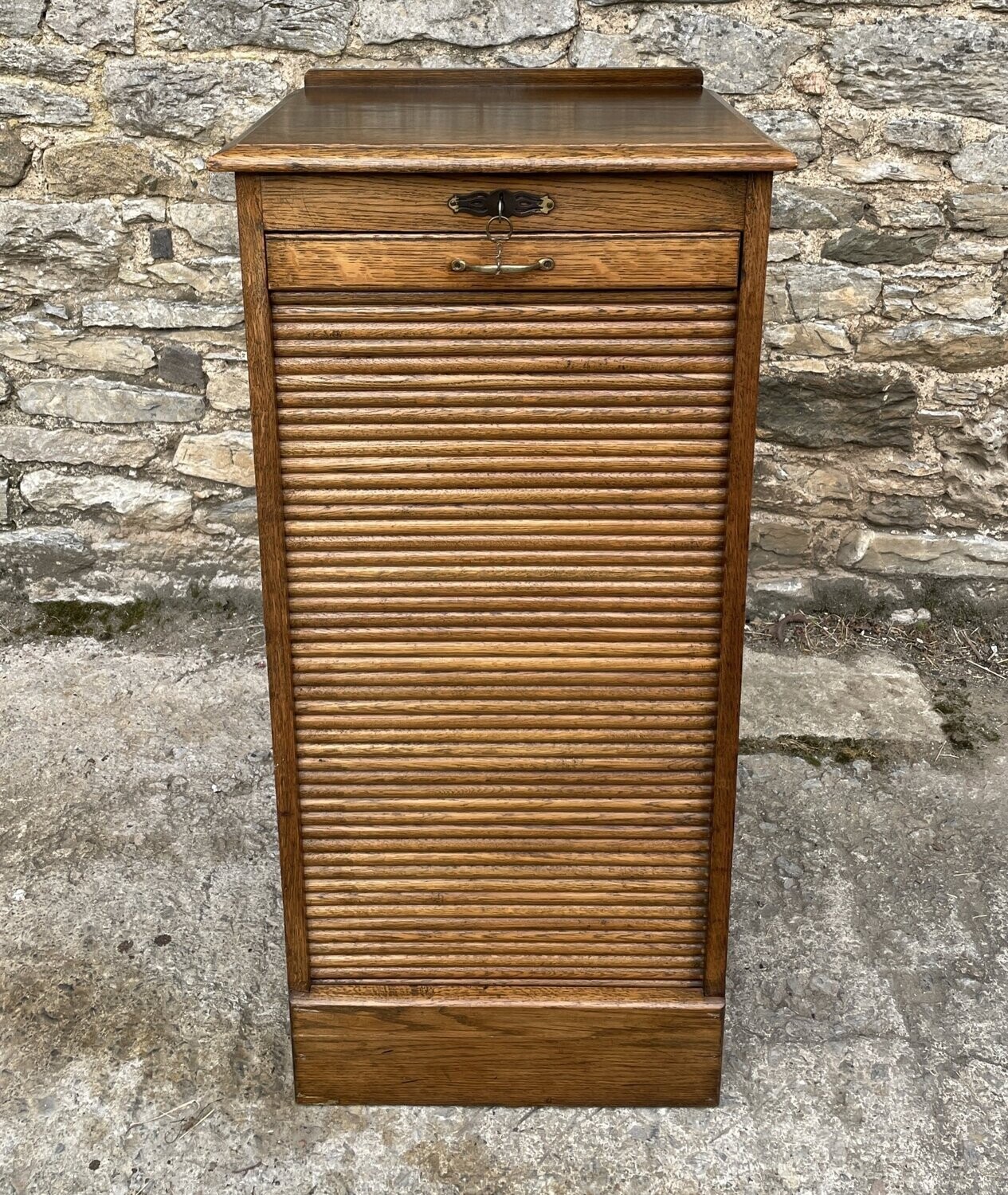 Antique Oak Tambour Filing Cabinet