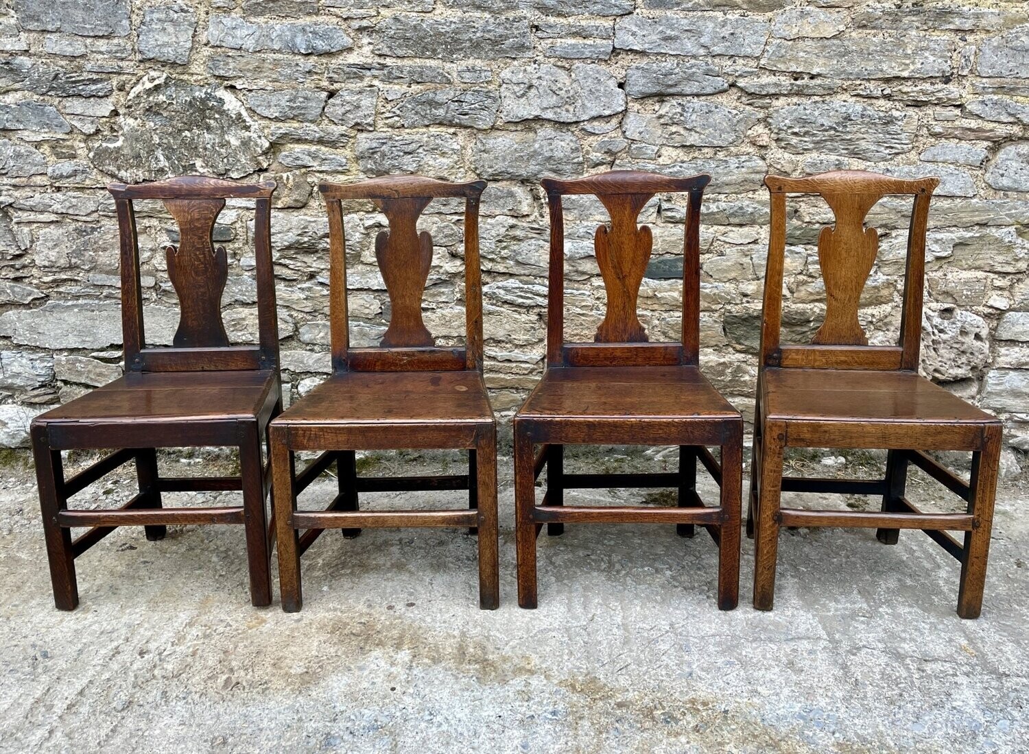 Set of 4 18th Century Oak Chairs