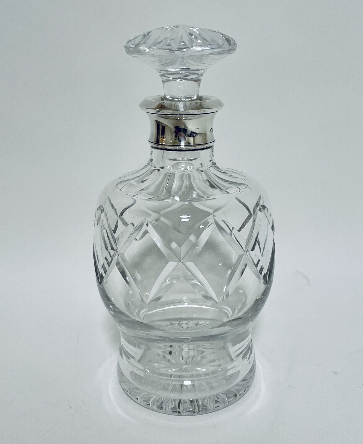 Antique Cut Glass Decanter with Silver Collar