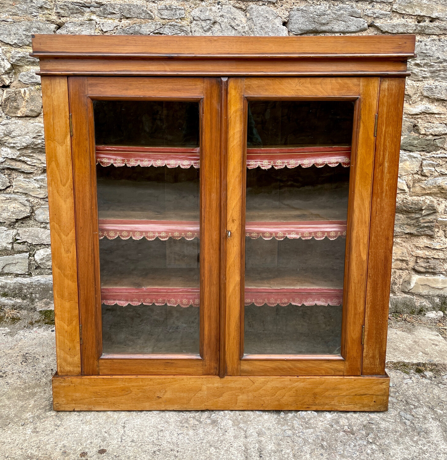 Edwardian Walnut Glazed Bookcase