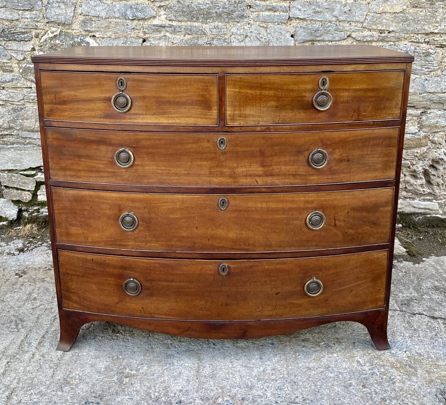 Large Regency Mahogany Bow Front Chest of Drawers