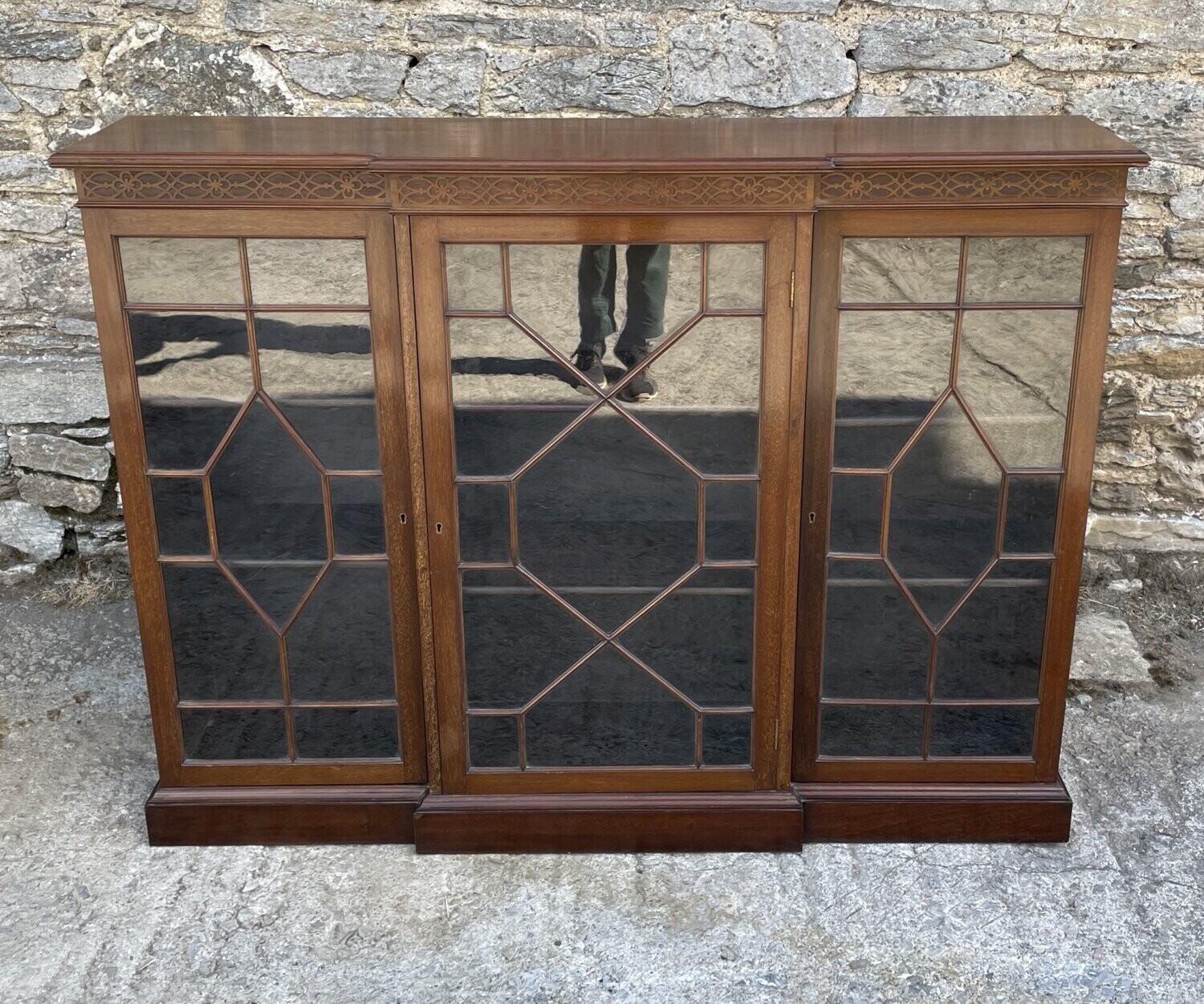 Mahogany Breakfront Glazed Bookcase