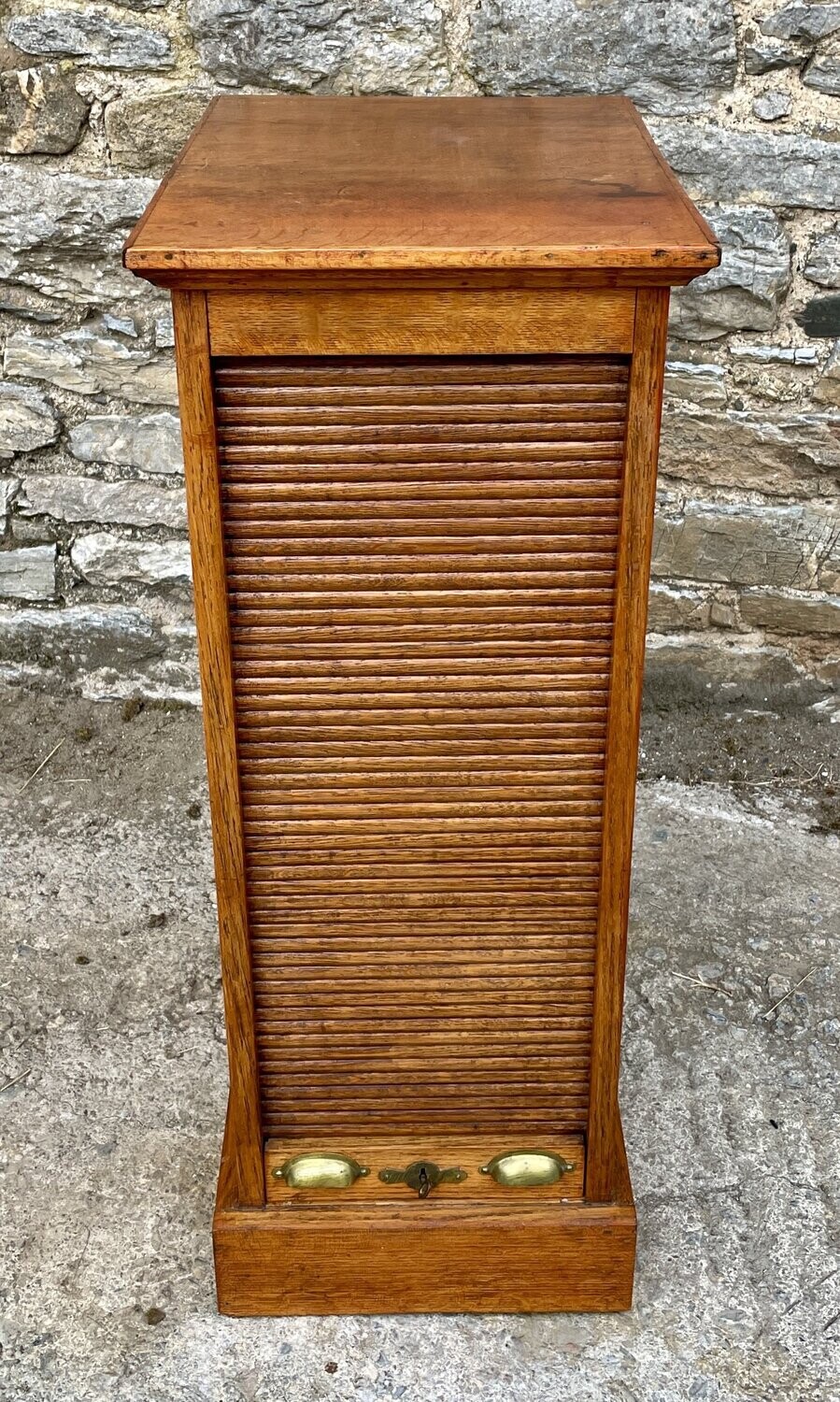 Antique Oak Tambour Filing Cabinet